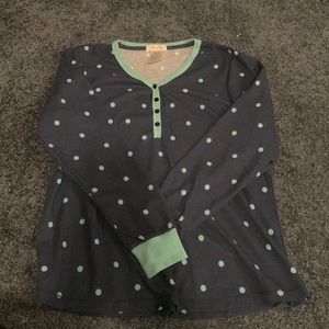 Olivia Rae pajamas, Navy w/ light teal polka dots, size M